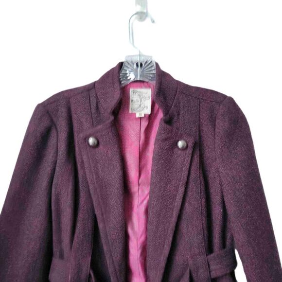 Vintage Tulle Womens Belted Double Breasted Jacket With Zip Pockets Small - Picture 2 of 6